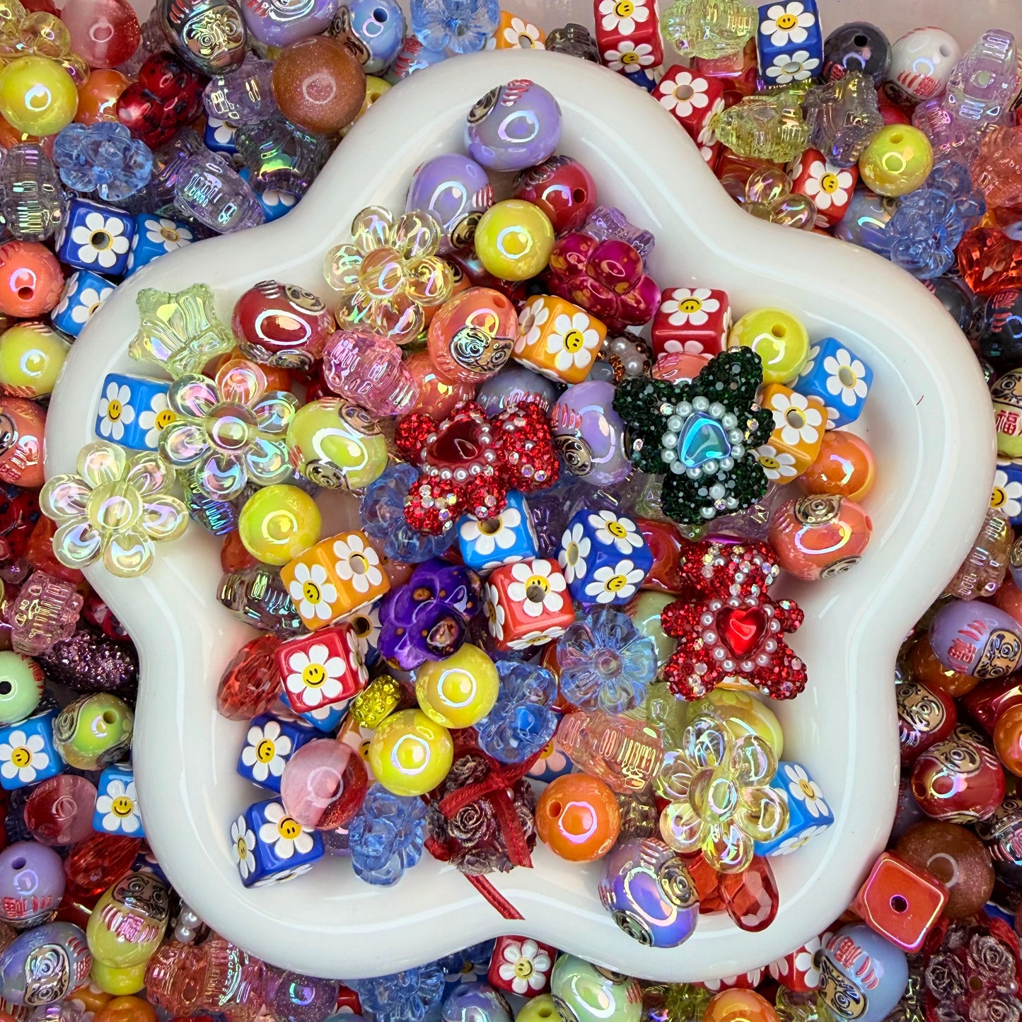 Red, Yellow and Bluet Beads