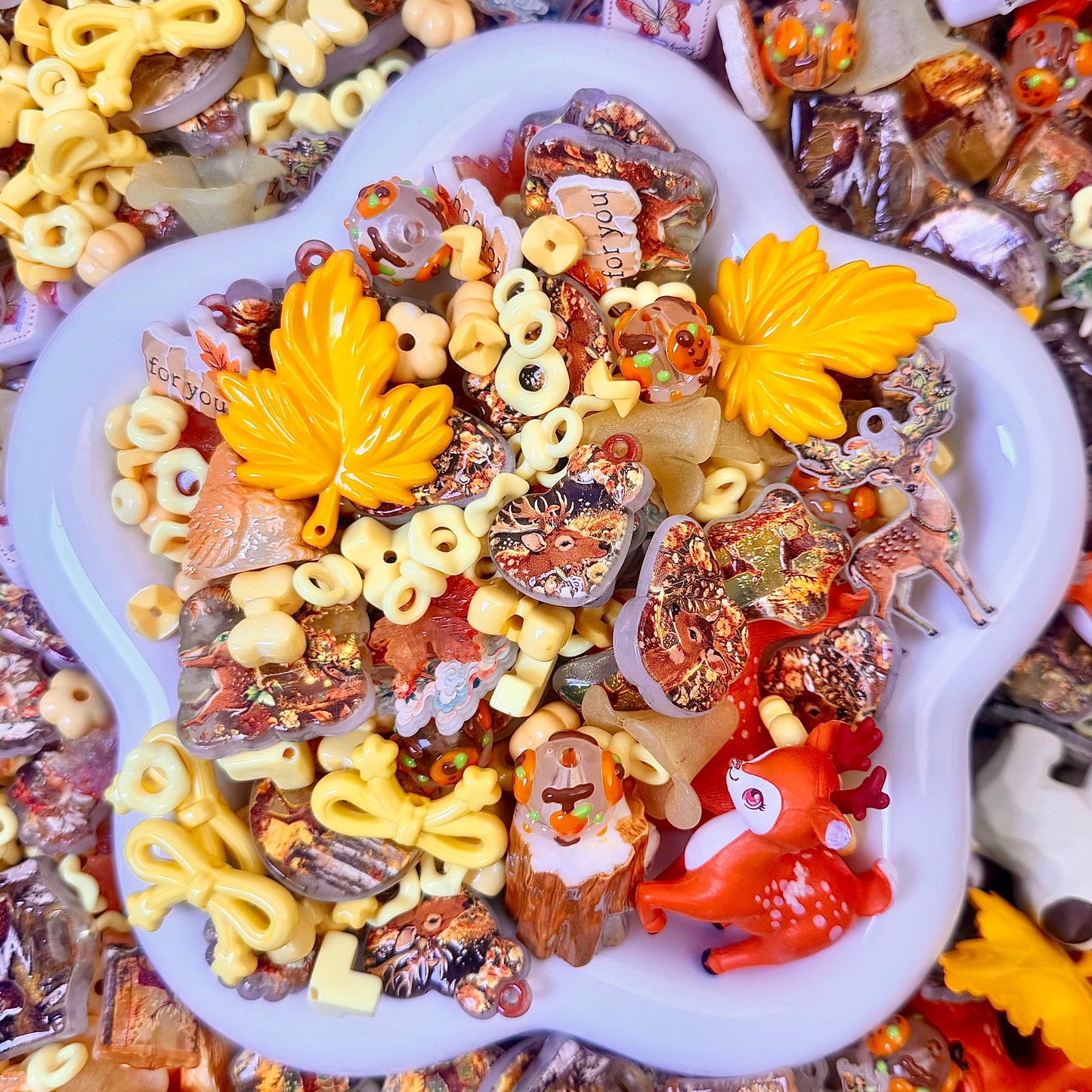 Golden Leaf Deer Beads