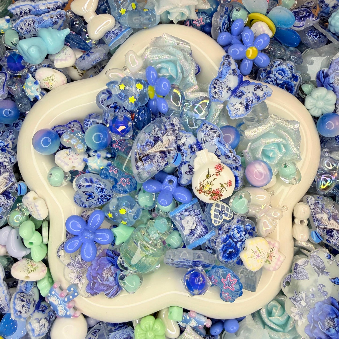 Blue and White Porcelain Beads