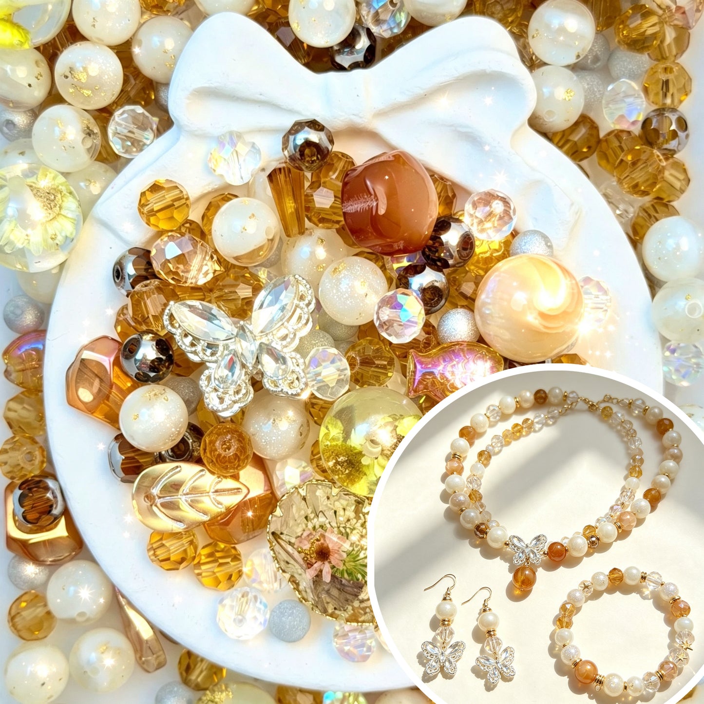 Caramel Sparkle Crystal Resin beads