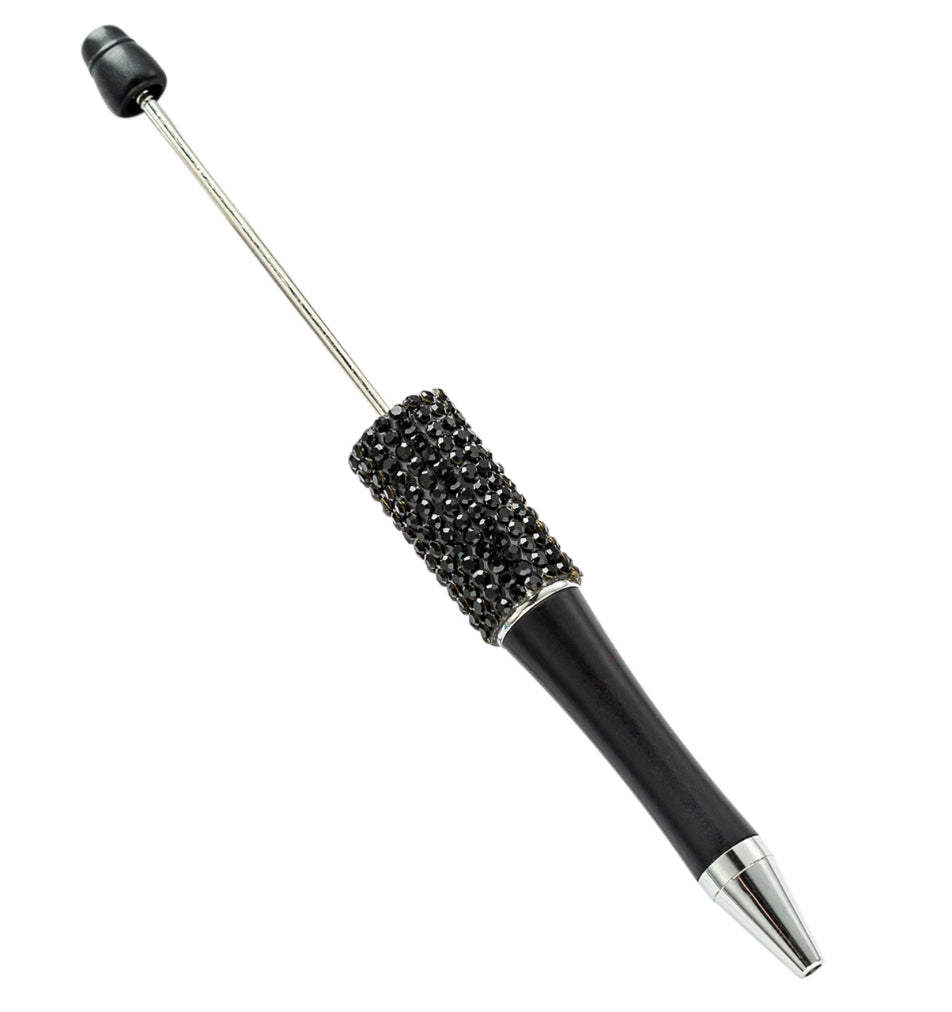 Half Rhinestone Ring Beaded Pen - Random Color
