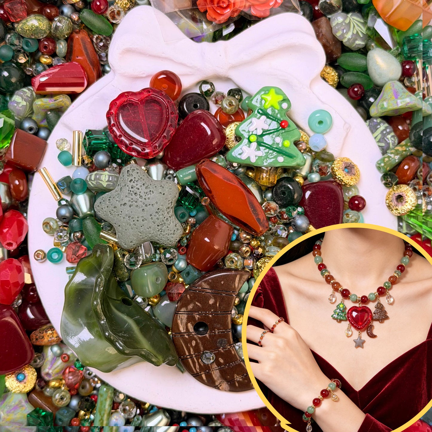 Christmas Gem Glass beads
