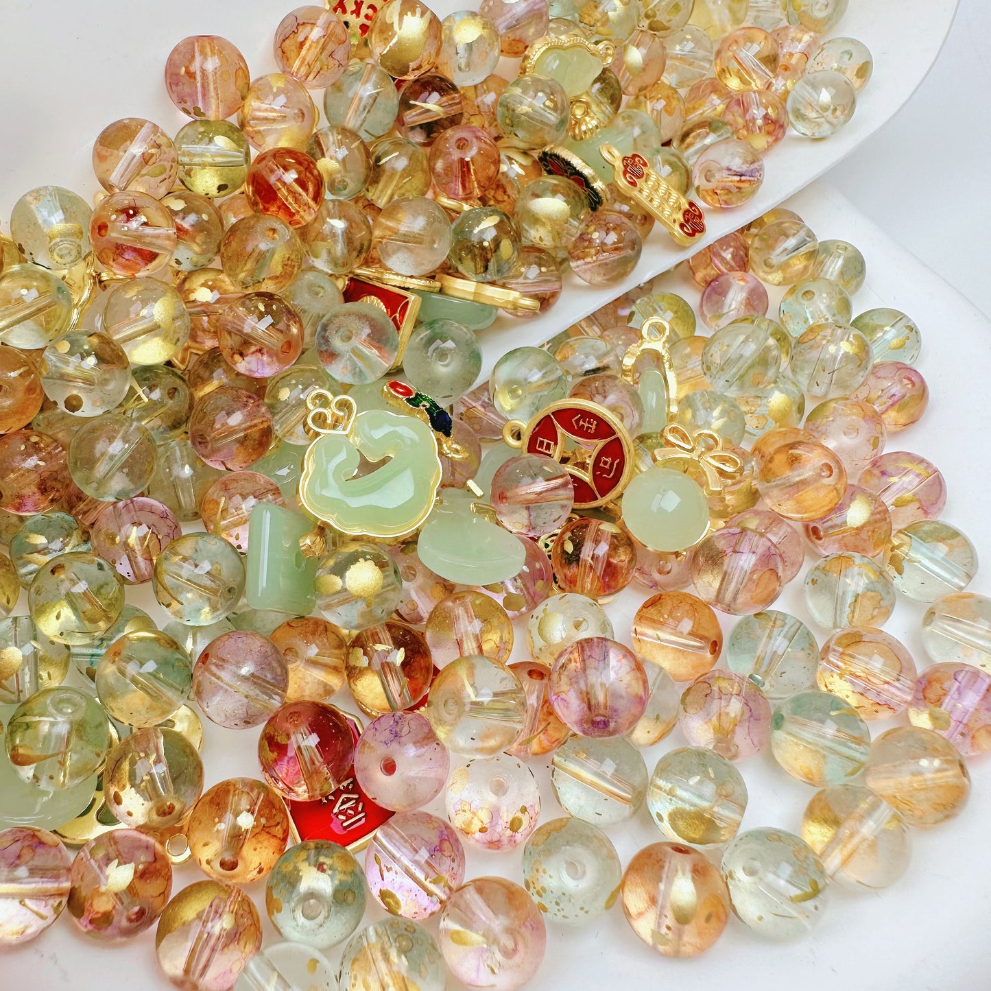 DIY Autumn Harvest Jade Glass 10mm Beads-Gradient colored glass beads