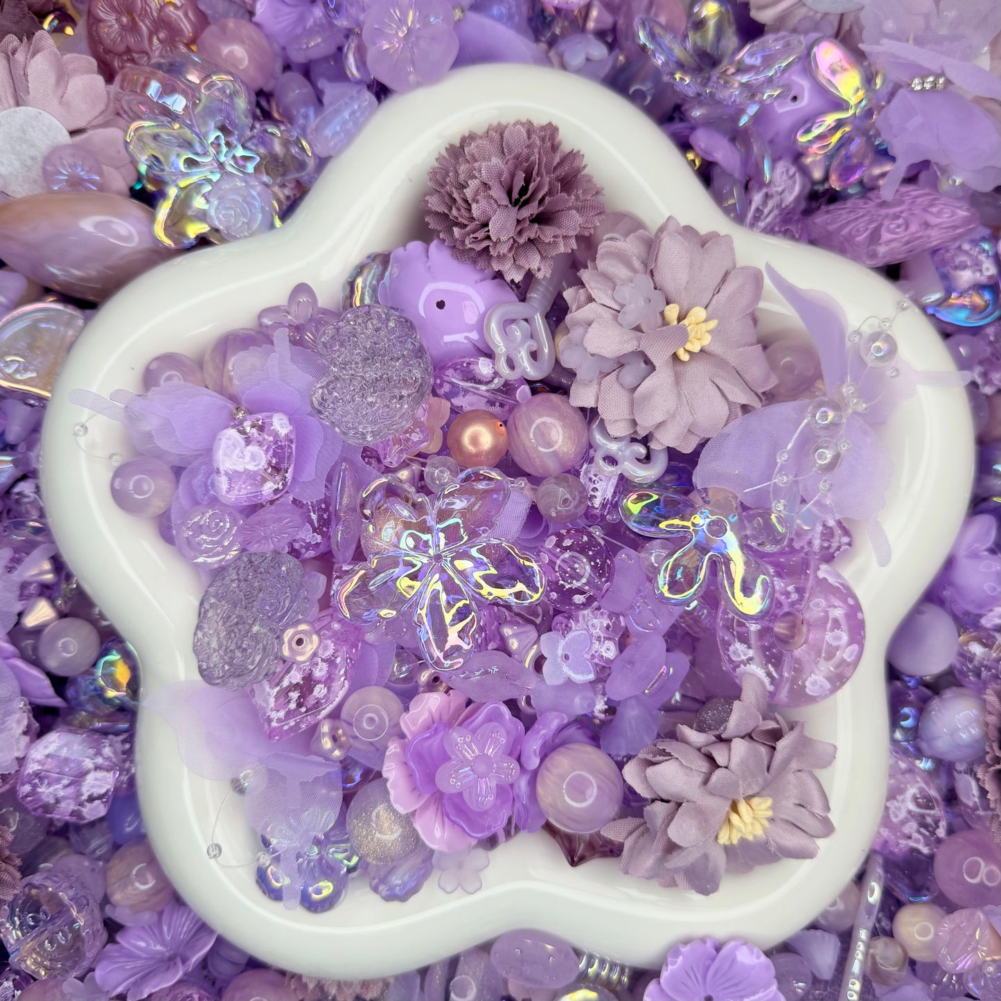 purple flowers beads