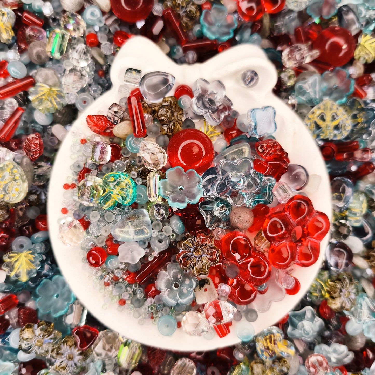 Raspberry and Sea Salt glass beads