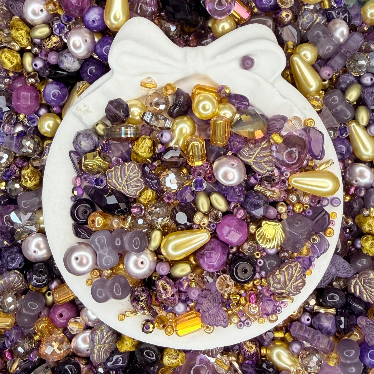 purple golden crystal glass beads