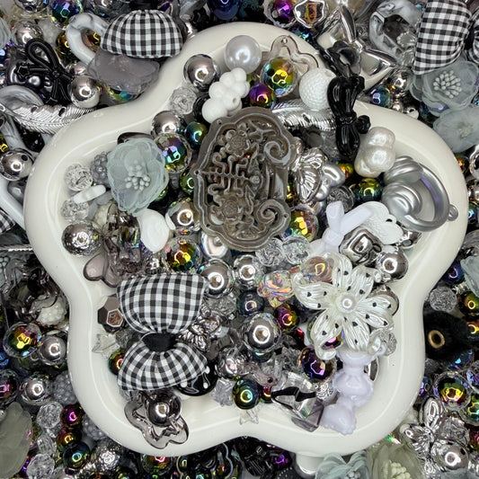 Smoky Silver Check Beads