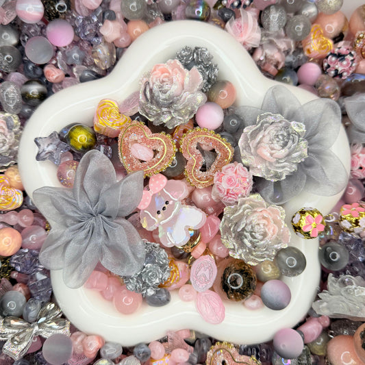 Smoky Tulle Rose Beads