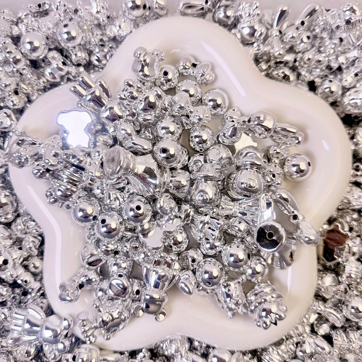 Shiny Silver Cub Beads