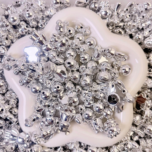 Shiny Silver Cub Beads