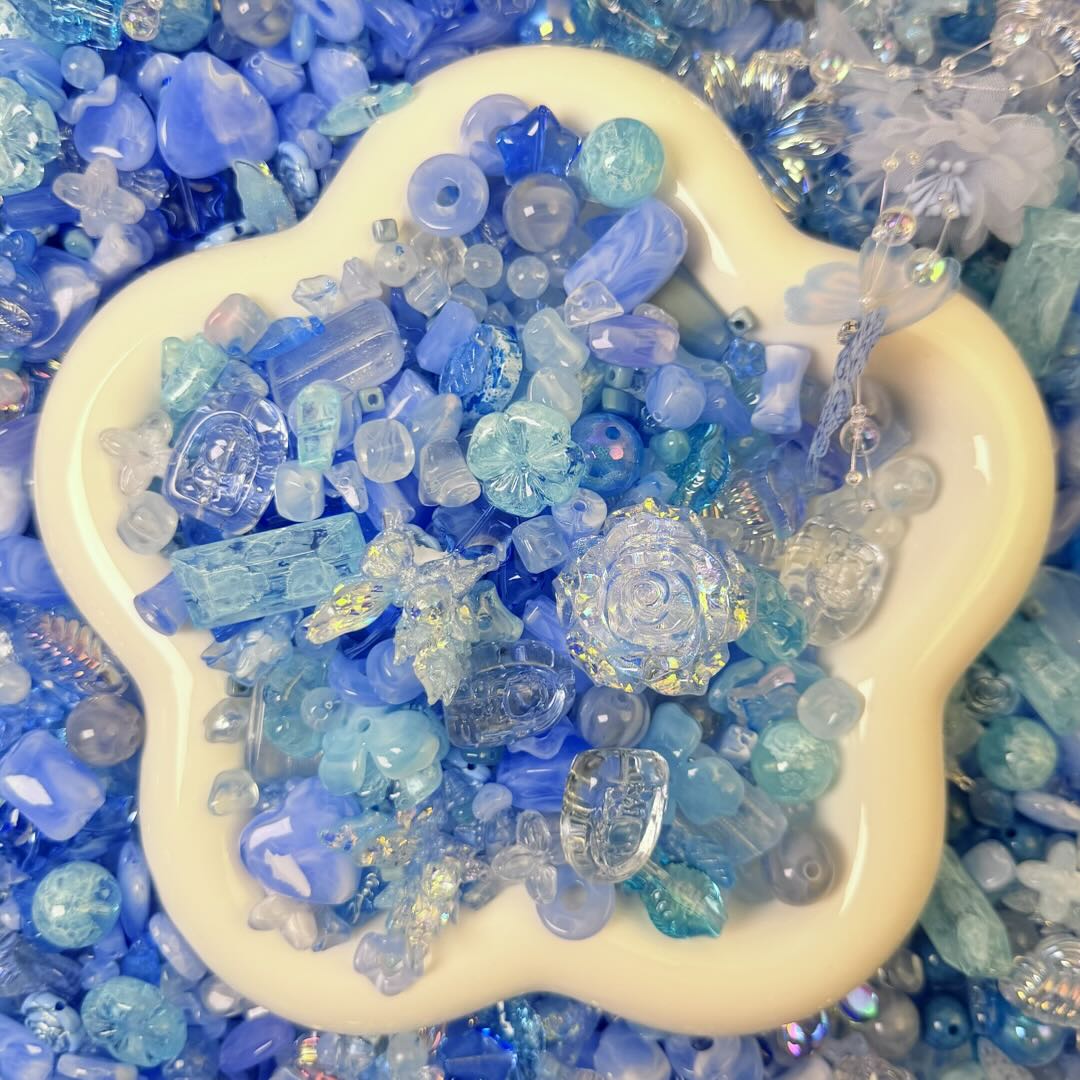 Ice Blue Rose Beads