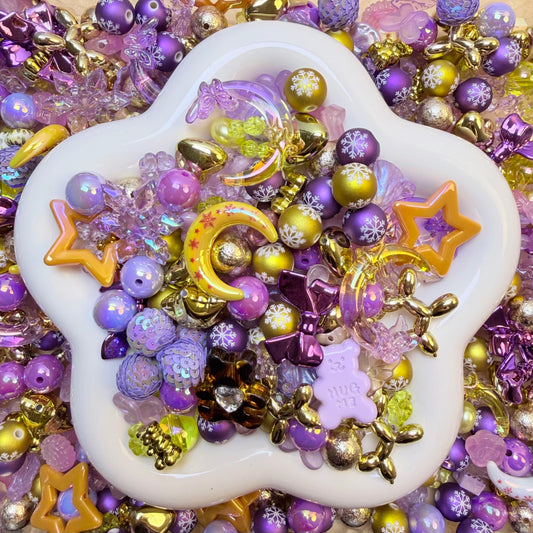 Purple Golden Xmas Beads