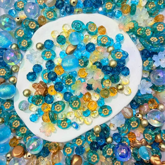 Golden Peacock Glass Beads