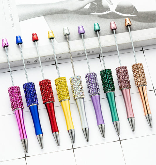 Rhinestone Ring Beaded Pen - Random Color