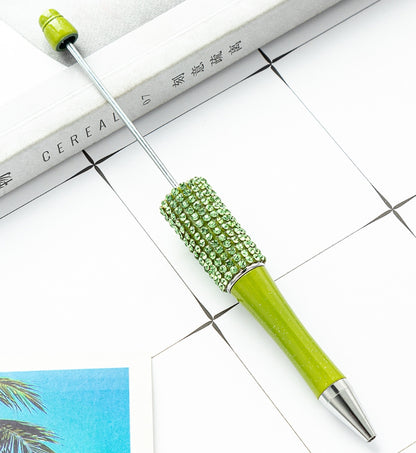 Rhinestone Ring Beaded Pen - Random Color