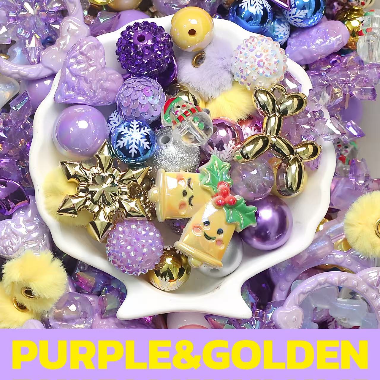 Purple&Golden Beads