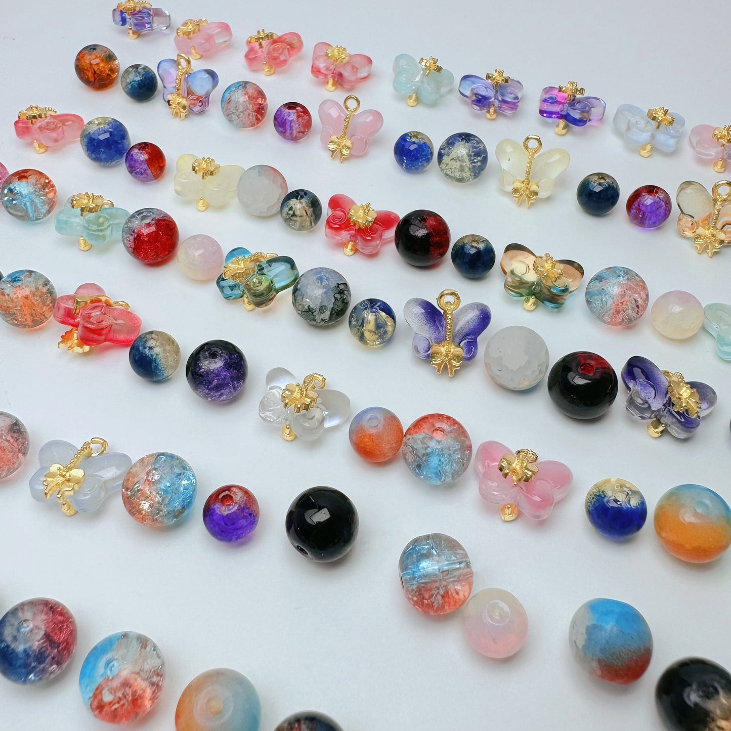 DIY Colorful Agate Butterfly Glass 10mm Beads-Gradient colored glass beads