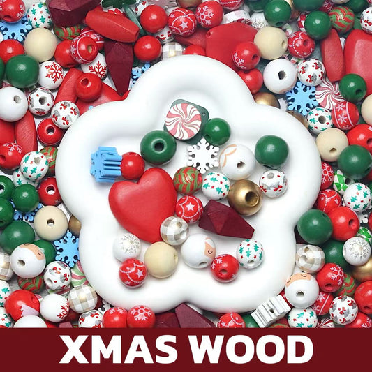 Xmas Wood Beads