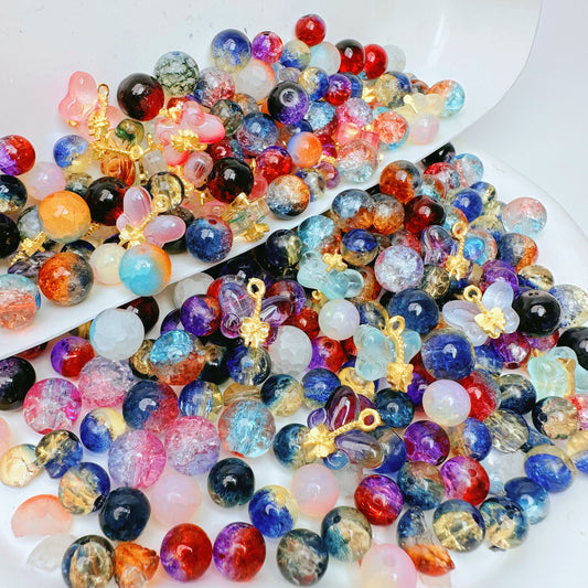 DIY Colorful Agate Butterfly Glass 10mm Beads-Gradient colored glass beads