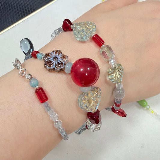 Raspberry and Sea Salt glass beads