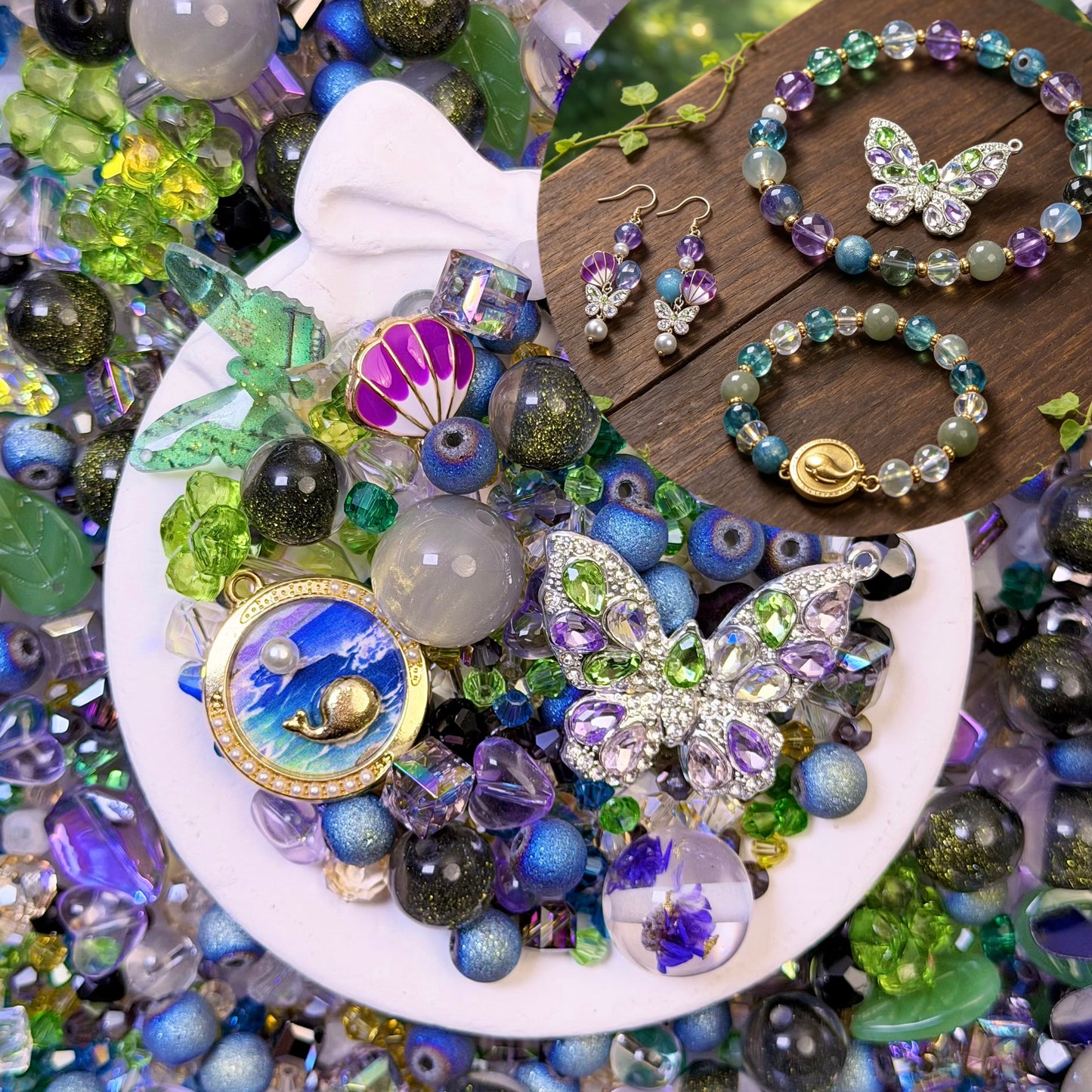 Glitter Deep Forest  Crystal Resin beads