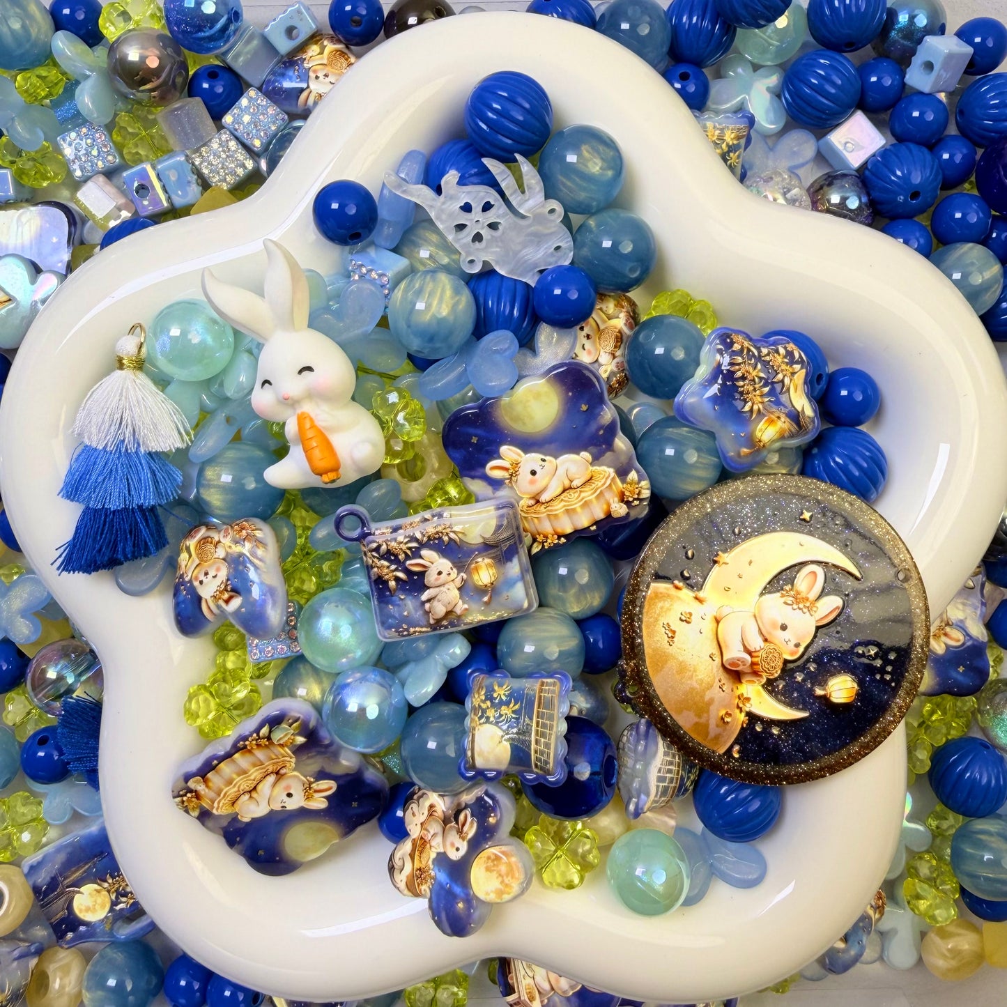 Moon Rabbit in Autumn Beads