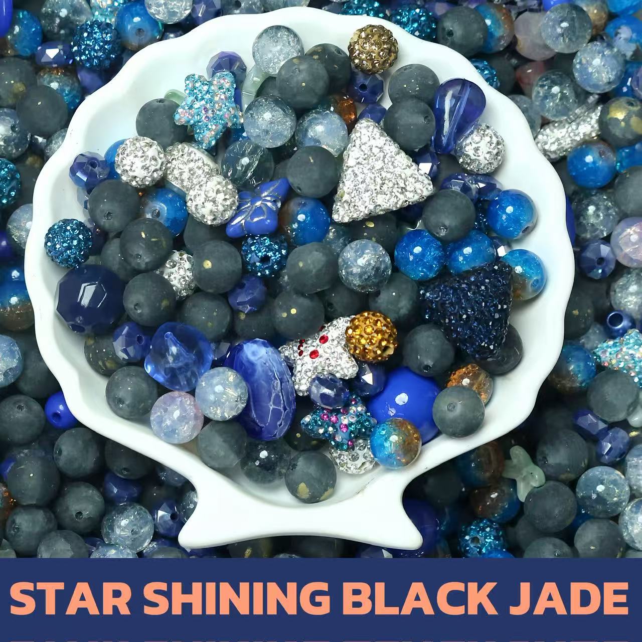 Star-Shining Black Jade Glass Beads