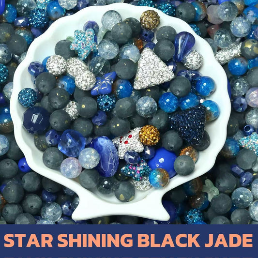 Star-Shining Black Jade Glass Beads