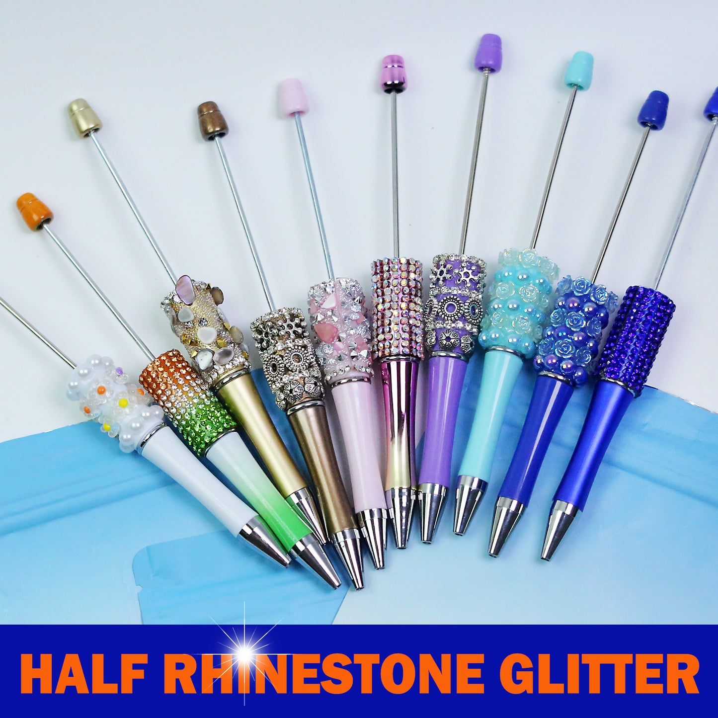 Half Glitter Beadable Pens