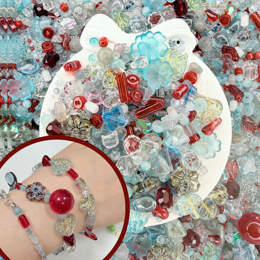 Raspberry and Sea Salt glass beads