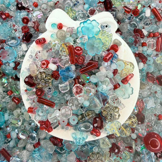 Raspberry and Sea Salt glass beads
